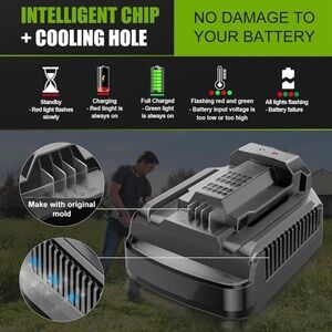 Two 58v Echo Rechargeable Replacement Batteries W/ Rapid Charger